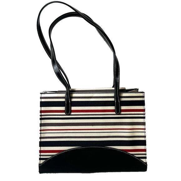 kate spade new york Womens Mini Small Purse Handbag Stripe Bow Multicolor Canvas - Picture 2 of 11